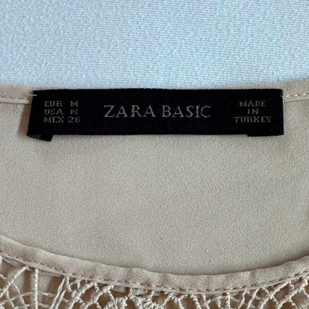 Elegant Zara Lace Detail Blouse - Nude tone Size S - Picture 5 of 7